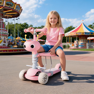 Kinder-Monopation-Roller mit Rosa Sitz, Dreirad, Modernes Design, für den Außenbereich, Höhenverstellbar, 50kg Tragfähigkeit, Nylon-Aluminium - Product Image 1