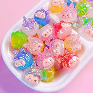 2025 The Popular Explosion Cartoon <b>Resin</b> Jelly Gradual Change Kiki Straight Hole <b>Pine</b> Beads DIY Mobile Phone Chain Acrylic Beads - Product Image 3