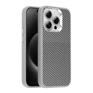 Slim Case Compatible with iPhone 13 Pro Max 6.7 Inch Real Premium Aramid Fiber Minimalist Phone Cover Carbon Fiber Texture