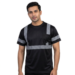 100% Cotton Breathable Safety Shirts Reflective Construction Unisex <b>Hi</b> Vis T Work Wear <b>Running</b> Tee High Visibility Customized - Product Image 1