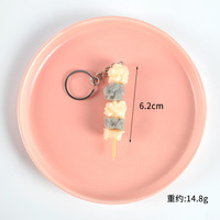 Modèle de brochettes de barbecue miniatures en PVC, jouet alimentaire, brochettes de viande, brochettes de caille, jouet porte-clés pendentif