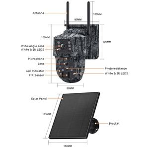 Kamera berburu 4g 6mp luar ruangan dengan Panel surya kamuflase abu-abu kamera keamanan Cctv deteksi gerakan kamera jaringan liar - Product Image 6