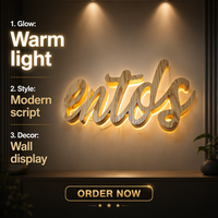 Enseigne lumineuse LED 3D personnalisée en acier inoxydable, enseigne murale éclairée pour logo d'entreprise pour réception intérieure