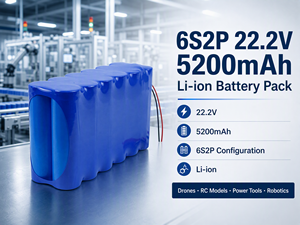 Pack de batteries Li-ion XMX Factory 22,2 V 5200 mAh 6S2P personnalisé OEM, pack de cellules rechargeables 18650 avec connecteur DC - Product Image 1