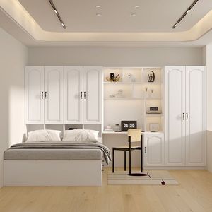 Letto Moderno Tatami Integrato con Armadio Colore Crema, Mobile Salvaspazio in Legno <span class=keywords><strong>per</strong></span> Adulti e <span class=keywords><strong>Bambini</strong></span>, Arredamento <span class=keywords><strong>per</strong></span> Piccoli Appartamenti e Casa - Product Image 3