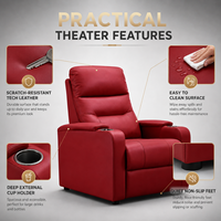 Fauteuils de cinéma commerciaux ergonomiques à dossier haut et en cuir technique résistant aux rayures, avec porte-gobelets profonds, pour mobilier de maison