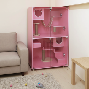 บ้านแมวหรูหราสำหรับใช้ภายในและภายนอกอาคาร พร้อมเฟอร์นิเจอร์ ดีไซน์สำหรับแมวขนาดใหญ่ บ้านสัตว์เลี้ยง คอกแมว และระบบแคทเทียโร - Product Image 1