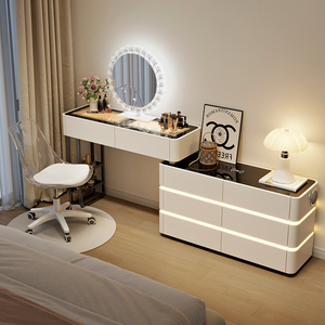 Fabricante de Conjuntos de Muebles de Dormitorio Modernos con Tocador, Espejo con Luz, Almacenamiento y Cubierta de Vidrio para Hogar y Hotel OEM - Product Image 6