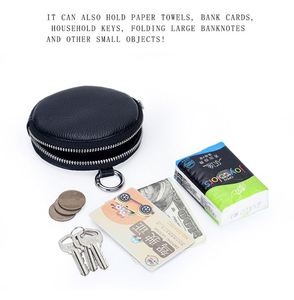 Unisex <b>Mini</b> Leather Zipper Coin Purse <b>Pouch</b> Portable & Durable Card Holder Travel Storage Bag - Product Image 4