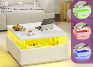 <b>Square</b> Office Modern Led Wabi Sabi Smart <b>Coffee</b> <b>Table</b> Dinning <b>Black</b> Smart <b>Coffee</b> <b>Table</b> - Product Image 5