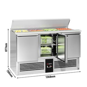 GGM Gastro Saladette PREMIUM - 1368 mm - 3 portes - avec entrée pour 4x GN 1/1 & couvercle en acier inoxydable - Product Image 2