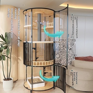 بيت قطط فاخر مربع الشكل مع نظام تدوير الهواء وسرير مزيل للروائح، تصميم خشبي عصري مستدام لغرفة المعيشة للقطط - Product Image 2