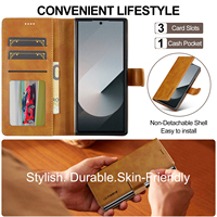 Casing Ponsel Samsung Z Fold 8 Ultra, Tempat Kartu, Penyangga, Dompet, Magnet, Flip Cover, Kulit Sintetis, Galaxy Z Fold 7 6 5 4 3