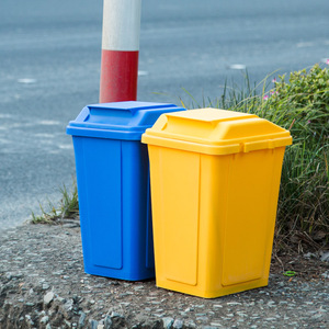 Poubelles rectangulaires en plastique 30 litres, poubelle de recyclage extérieure pour écoles et gestion immobilière, quatre couleurs - Product Image 3