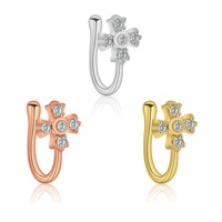 Nouvelle arrivée en laiton avec cz papillon en forme de cœur, manchette de nez, cerceau, clip de nez, faux anneaux de nez, bijoux
