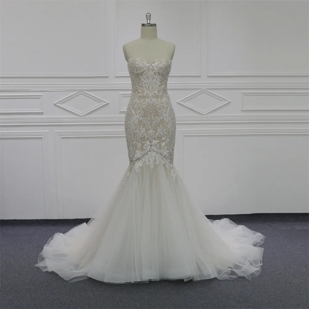 Robe de mariée longue en dentelle et Tulle, nouveau Design à la mode, belle sirène en forme de cœur, 2023