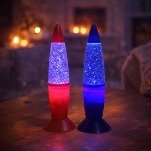 Lampada Lava con Glitter, Luce Notturna Sensoriale Dinamica, Lampada da Tavolo a Batteria, Mini Luce LED Moderna a Forma di Razzo - Product Image 5