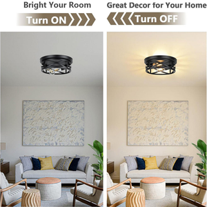 <span class=keywords><strong>2</strong></span> işık siyah endüstriyel Vintage Metal kafes çiftlik tavan aydınlatma armatürü koridor mutfak yatak odası için - Product Image 5