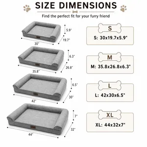 Cama Ortopédica para Perros, Tipo Sofá, Forma Semicircular, Espuma Viscoelástica con Fondo Impermeable para Mascotas Mayores - Product Image 2