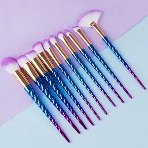 Juego de brochas de maquillaje, set de 10 brochas de maquillaje de colores vegana