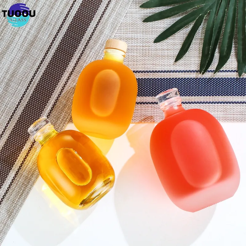 Tersedia Grosir 250Ml 500Ml Botol Penyimpanan Kosong Botol Minuman Anggur Buah Kaca Bening Beku dengan Gabus