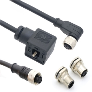 Kabel Konektor Katup Solenoid M12 A-Code ke DIN 43650 Form a B C dengan Indikator LED - Product Image 1