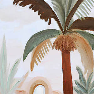 Pintura al Óleo Personalizada de Fábrica, Arco de Palmeras Mediterráneas Abstractas, Paisaje en Tonos Pastel, Arte de Pared en Lienzo Hecho a Mano - Product Image 4