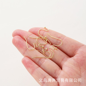<b>Earring</b> <b>Hooks</b> 14k 18k Gold Plated Copper Color Retention DIY Jewelry Findings 12x22mm Wholesale - Product Image 1