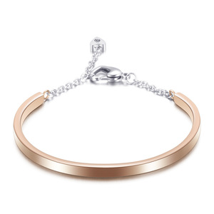 Bracelet en acier inoxydable en forme de U, fermoir en forme de cœur de 4 mm, bijoux pour femmes, cadeau - Product Image 2