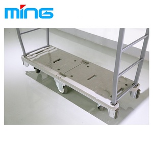 Carros de logística de almacén de base de plástico de dos paneles con seis ruedas - Product Image 4