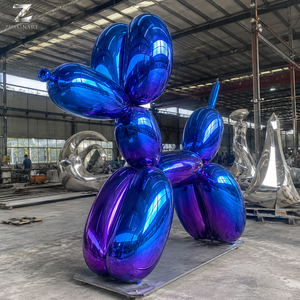 Sculpture de chien <span class=keywords><strong>ballon</strong></span> en acier inoxydable, artisanat métallique, finition miroir bleue, art animalier moderne personnalisé pour la décoration de jardins, hôtels et places publiques - Product Image 4