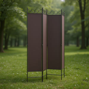 Divisorio Moderno a 4 Pannelli in Tessuto Marrone 63x78,7 Pollici, Paravento Pieghevole dal Design Contemporaneo - Product Image 2