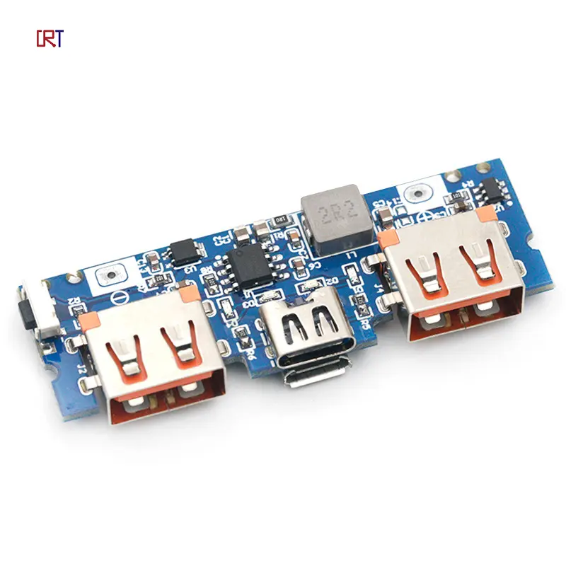 Port pengisi daya USB ganda tipe-c, modul penguat Panel daya harta karun 5V 2,4 A catu daya ponsel DIY