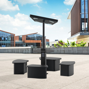Outdoor Solar Smart Table With <b>Usb</b> Charging <b>Bluetooth</b> Wifi Speaker Garden Set Modern Steel Park Furniture Light Feature - Product Image 5