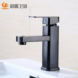 Grifo de Lavabo Chenlu Pintado en Negro, Acero Inoxidable 304, Monomando Cuadrado, de un Solo Orificio, Estilo Moderno, Montaje en Cubierta - Product Image 4