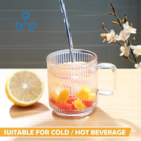 Tasse à café en verre à rayures verticales classiques de 12oz tasses à café en verre de qualité supérieure avec poignée tasse à thé transparente en verre