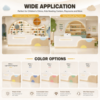 Bureau d'accueil moderne et personnalisé couleur macaron avec éclairage LED, finition écologique pour studio d'art, salle de lecture, salon de beauté