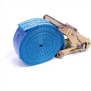 Sangle à cliquet rétractable en polyester bleu, taille personnalisée, avec crochets de fixation, pour transport lourd - Product Image 1