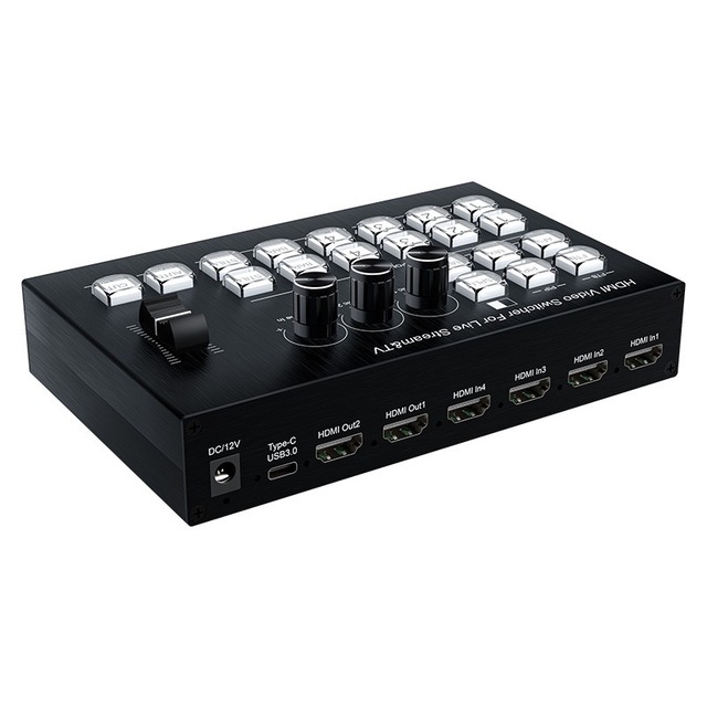 High-Quality Metal 1080P 60Hz for Video Switcher with RS232 for Live Streaming 4 in 2 Out