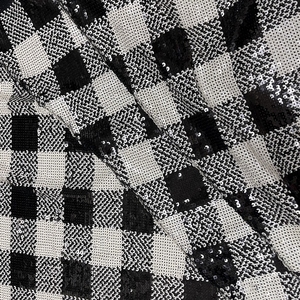 Vải Sequin Họa Tiết Kẻ Sọc Đỏ Đen Thêu Toàn Bộ Vải Tuyn Sang Trọng Thiết Kế Giá Rẻ Cho Váy Thời Trang Cao Cấp - Product Image 3