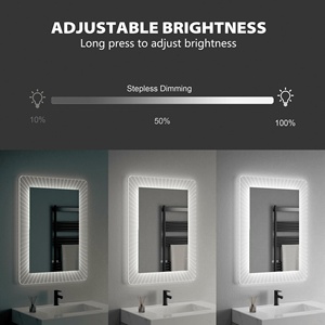 Miroir <span class=keywords><strong>de</strong></span> salle <span class=keywords><strong>de</strong></span> bain rectangulaire éclairé à LED mural avec fonction mémoire, température <span class=keywords><strong>de</strong></span> couleur 3000K-6500K, anti-buée - Product Image 6