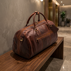 Sacs de voyage pour ordinateur portable classiques en cuir de buffle véritable à 100 %, imperméables, légers, écologiques, antichoc, antivol, grand format - Product Image 1