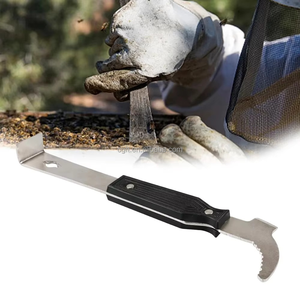 Nuovo Strumento per Apicoltura Rinforzato con Gancio in Plastica, Manico in Legno e Design a Coda di Maiale, Raschietto in Acciaio Inossidabile - Product Image 6