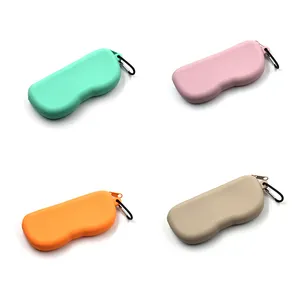 Silicone Glasses Case Silicone Eyeglasses Bag Zipper Silicone Glasses Case with hook