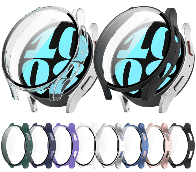 Tempered Glass+PC Cover for Samsung Galaxy Watch 4/5/6 40mm 44mm All Coverage Protective Bumper Case
