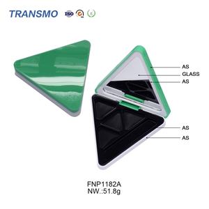 Boîtier de fard à joues crème avec miroir, étui à fard à paupières triangulaire 3 compartiments avec emplacement pour pinceau - Product Image 4