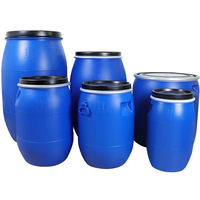 Seau de stockage d'eau en plastique de 60 L, étanche, pour voiture, camping-car, usage domestique, grande capacité, ouverture supérieure, baril bleu en plastique de 60 L
