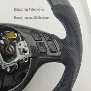 Volant de direction en cuir perforé en fibre de carbone de conception la plus récente pour BMW E46 - Product Image 5
