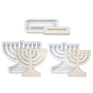 M62333 Candelabro de Hanukkah de siete o nueve cabezas, lámpara aromática, molde de silicona para velas de yeso y resina - Product Image 1