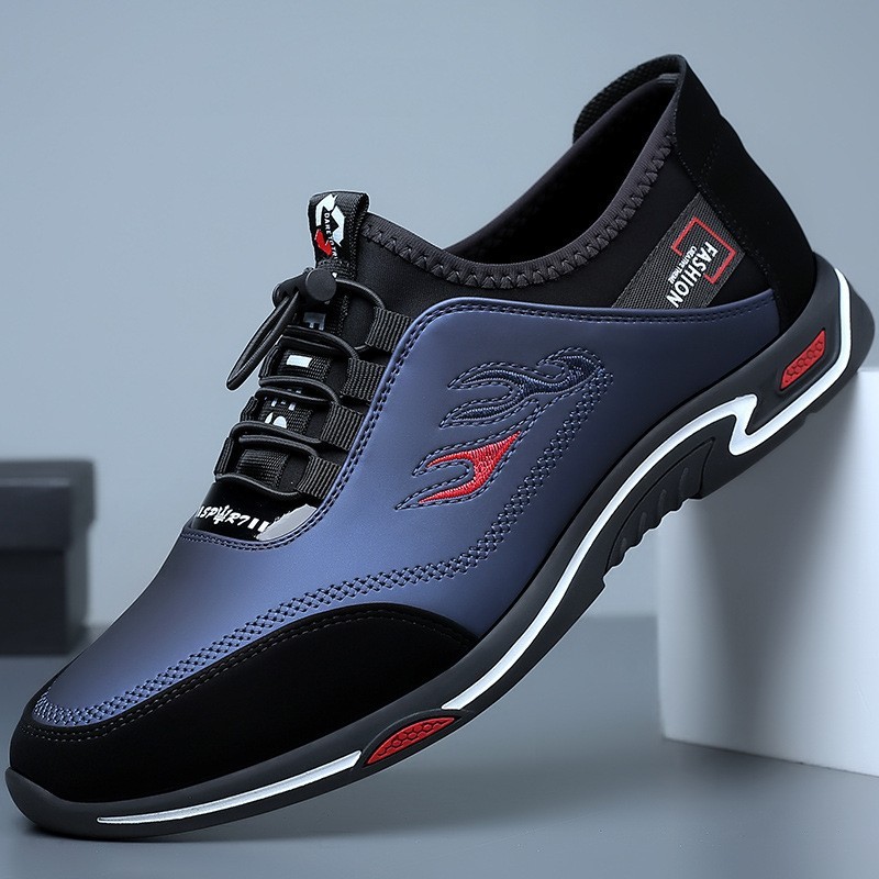 Men's Footwear New Leather Shoes Breathable Sports Fashion Korean Version of the Soft Bottom Trend Thin Section Lightweight